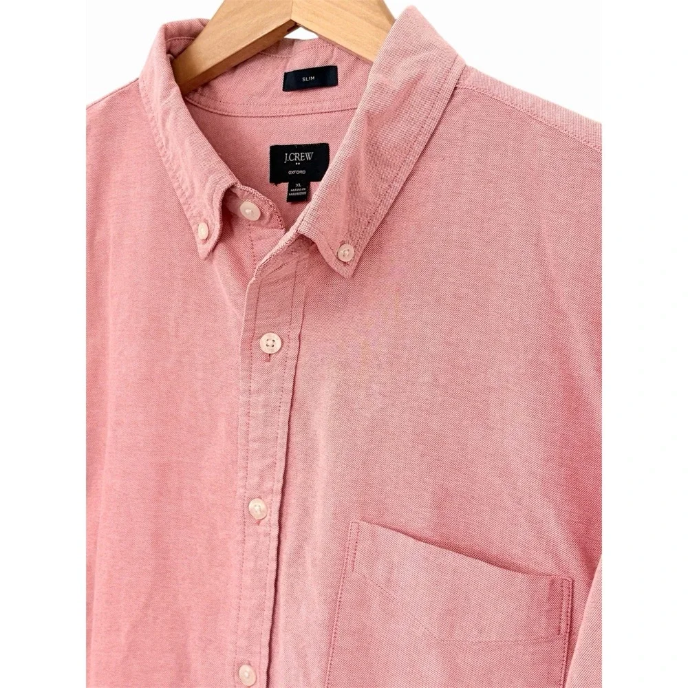 J.Crew Mens XL Slim Fit Oxford Shirt Button Down Pink Salmon Cotton B9292